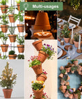 Collage of 6 Inch Terracotta Clay Pots With Saucers Pack Of Four For Indoor And Outdoor Home Gardens With Drainage Holes And Tray.