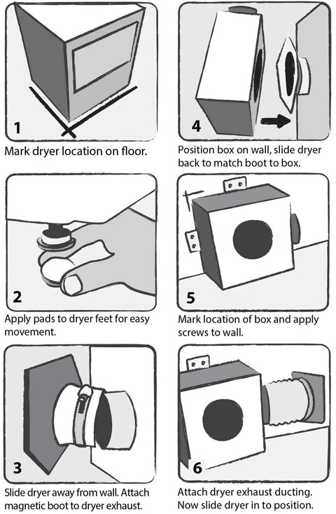 Installation steps for Durable Dryer Vent System With Galvanized Steel And Enamel Coat White No Crimping Easy To Install Quick Clean Access