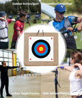 Archery Target Paper Pack Pro Grade For Practice Sesh And Hunting with 16x16 Inch Target Faces, displayed in various archery settings.