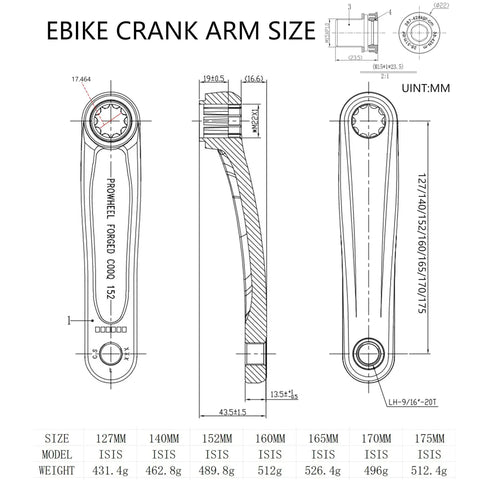 ISIS Crank Arm For Electric Bikes Forged 6061 Alloy Sand Black Finish 127mm 140mm 152mm 160mm 170mm 175mm Compatible With Bosch Gen4 Yamaha PW X3 PW X2 Panasonic GX0 And Other ISIS Mid Drive Motors