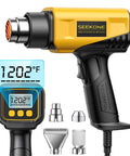 1800W Hot Air Heat Gun With LCD Display, Compact Yet Mighty, Variable Temperature 122F-1202F, Memory Function, Four Nozzles Included