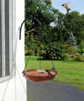 Outdoor Hanging Bird Bath And Feeder With Antique Copper Finish, 11 Inch Metal Bird Bath Bowl On Detachable Black Chain