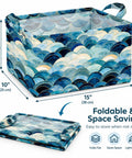 Heavy Duty Collapsible Polyester Storage Basket And Foldable Home Organization Bin For Living Room Bedroom Closets Nifty Space Saving Tote with wave pattern, 15" x 10" x 8".