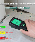 Pinless Moisture Meter For Walls And Wood Non Invasive Water Leak Detector Deep Sweep Surveyor Device measuring moisture on tile.