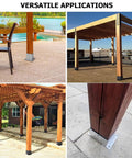 Installed Heavy Duty Post Anchor Brackets Kit For Concrete And Wood Deck Ground Rustproof 304 Stainless Steel Base