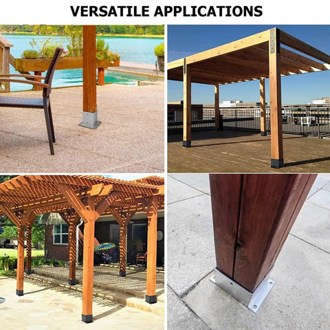 Installed Heavy Duty Post Anchor Brackets Kit For Concrete And Wood Deck Ground Rustproof 304 Stainless Steel Base