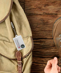Two Pack Portable Keychain Compass With Thermometer Wear Resistant Mini Pocket Navigator clipped to backpack