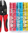 Pro Grade Crimping Tool For Heat Shrink Connectors Kit With 300 Marine Grade Heat Shrink Wire Connectors, Tinned Red Copper Die