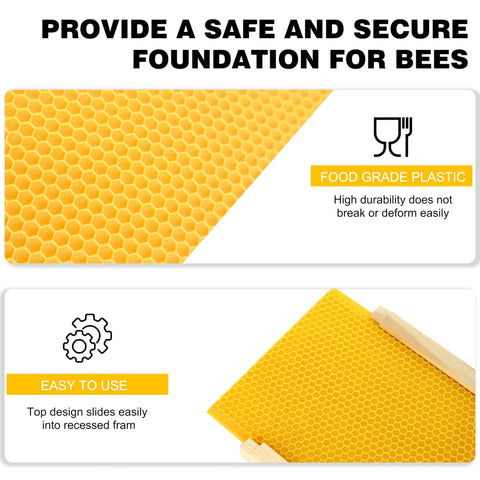 Beeswax Coated Foundation Sheets For Medium Frame Beekeeping, Five And Five Eighths Inch Plastic Hive Foundation, Food Grade