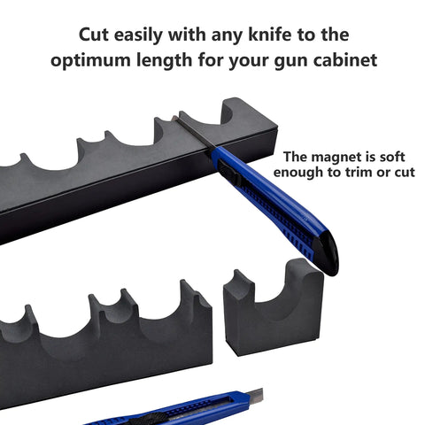 Two Pack Gun Rack For Safe Storage And Quick Access Rifle And Shotgun Holder In Cabinet Upright Rest With Foam Padding And Magnetic Strip Perfect For Stack On Safes And Home Gun Organization showing adjustable foam padding and magnetic strip