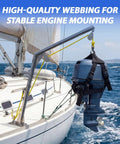 Outboard Motor Hoist Harness Set For 2-30 HP Engines Beefy Lift Straps With Durable Polyester Webbing on boat