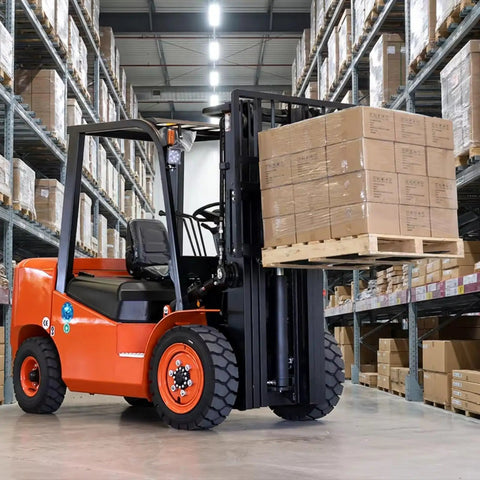 2 Ton Electric Forklift Truck With 3m Lift Height For Warehouse Pallet Handling And Cargo Transport, orange electric forklift lifting pallet in warehouse