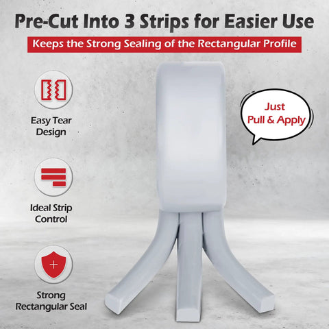 Moldable Silicone Putty Duct Sealant For Waterproof Gaps Non Hardening Multi Purpose Gap Filler For Metal Glass Wood Ceramic And Crafts Heat Resistant And Waterproof 1.5 Ft By 1 In Gray Pre Cut Strips showing easy tear design and strip control.