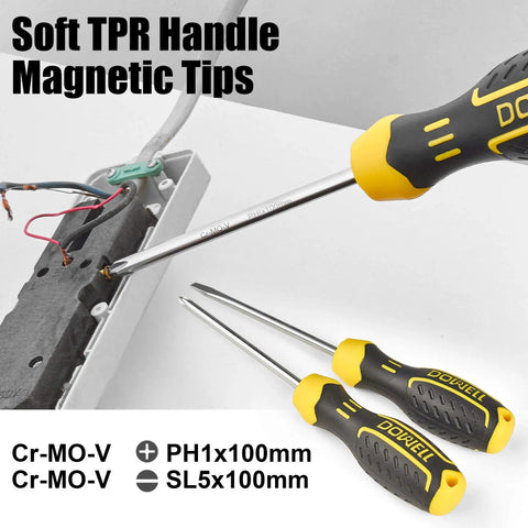 Compact Mini Tool Set For Students And Dorm Living Handy Home Repair Kit With Tool Box Storage Case Upgraded HYT9 Durable Chrome Finished Steel Tools With TPR Grips Perfect For Campus Apartments screwdriver with yellow and black handle