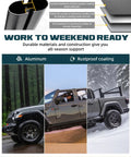 Ladder Rack With Side Bars For Trucks 800 Lb Capacity Fits Toyota Tacoma And Jeep Gladiator Heavy Duty Roof Mount Adjustable Height And Length Ideal For Tools And Gear, aluminum, rustproof coating