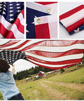 Images of 2x3 Indoor Outdoor US Flag Made From Polyester Nylon With Double Stitch Edges And Brass Grommets, vibrant colors on display