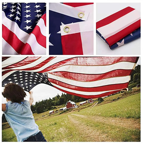 Images of 2x3 Indoor Outdoor US Flag Made From Polyester Nylon With Double Stitch Edges And Brass Grommets, vibrant colors on display