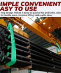 Green Polyester Endless Round Lifting Sling For Hoist Use securing pipes in a warehouse lifting with a crane.