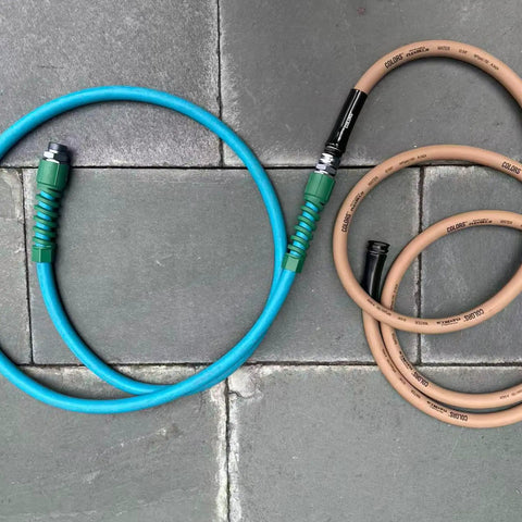 Two Pack Heavy Duty Five-Eighths Inch Garden Hose Female Connectors With Bend Restrictor And Kink Absorber Metal Replacement Ends