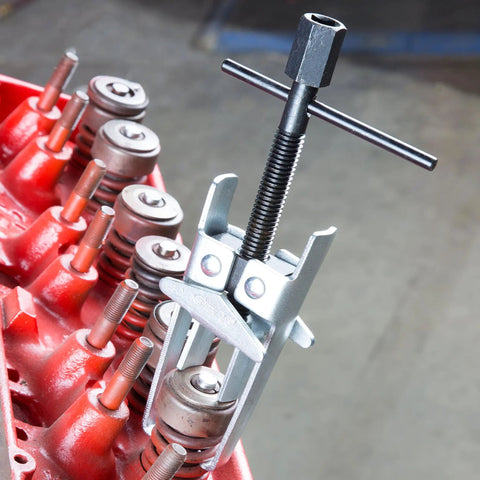Overhead Valve Spring Compressor Tool for Cars and Trucks removing valve keepers without removing cylinder heads on engine.