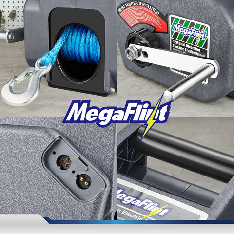 Reversible Electric Trailer Winch For Boats Up To 6000 Lbs 12V DC Dual Mode Power In Power Out Freewheel Operation With Dyneema Fiber