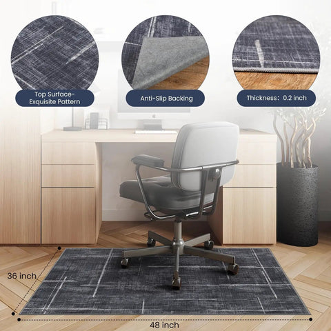 36 By 48 Inches Tough As Nails Office Chair Mat For Hardwood And Tile Floors, no slip surface in office setting with chair on mat