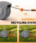 Retractable Garden Hose Reel With Wall Mount Half Inch By One Hundred Foot Hose Lock Any Length Slow Auto Rewind