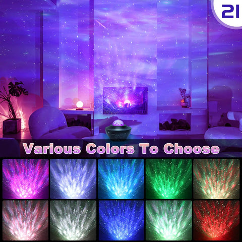Star Galaxy Projector 3 In 1 Night Light With App And Remote Bluetooth Speaker, Ocean Waves And Green Stars, various color modes