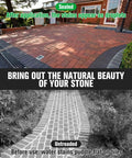 Before and after comparison of paver driveway sealed with Top Tier Stone Sealer One Gallon Slick Wet Look Finish For Pavers Driveways Patios.