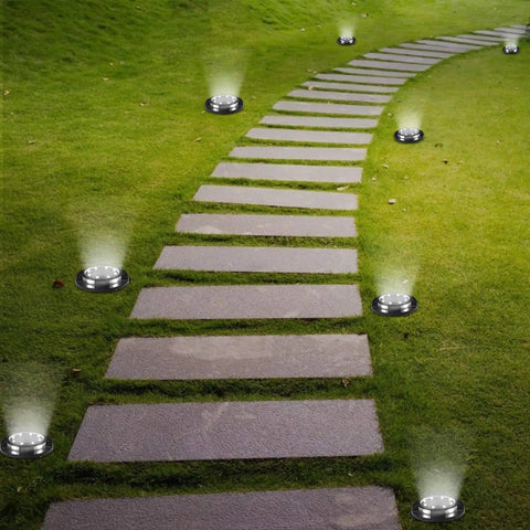 Outdoor Solar Ground Lights 12 LED Disk Lights Solar Powered Waterproof For Garden Deck Stairs Lawn Patio Driveway Walkway Pathway Yard Decoration White Light 12 Pack Easy Install lighting stone path