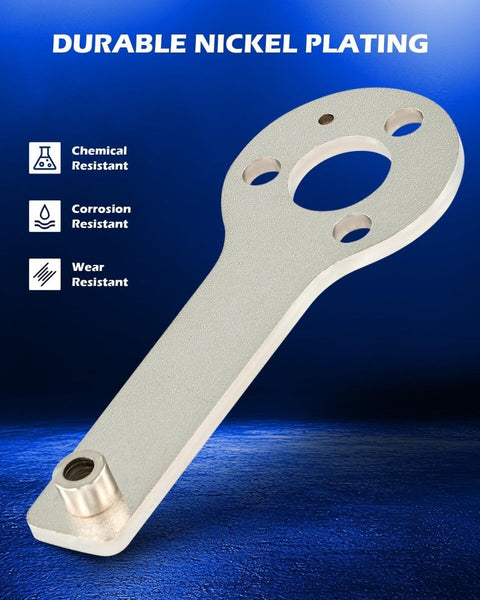 Close-up of nickel-plated camshaft alignment tool from 12 Piece 1.4L MultiAir Timing Tool Kit Pro Grade Engine Timing Belt Tool Set