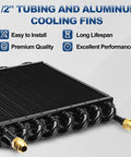 Sixteen Pass One Half Inch Transmission Cooler With Eight AN Tube Fin Aftercooler in black aluminum.
