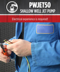 Technician working with wires for PWJET50 1/2 HP Shallow Well Jet Pump For Homes And Cottages, Delivers 7.4 GPM, Dual Voltage 115/230V