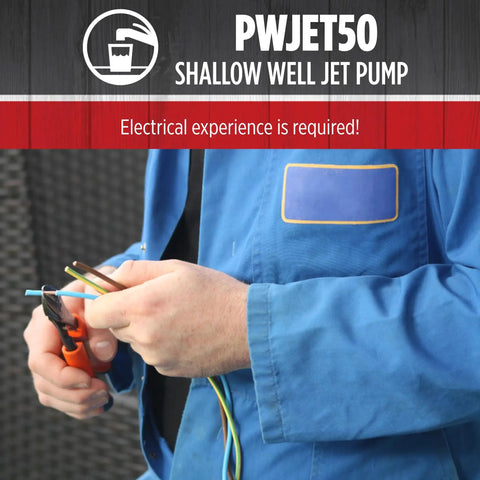 Technician working with wires for PWJET50 1/2 HP Shallow Well Jet Pump For Homes And Cottages, Delivers 7.4 GPM, Dual Voltage 115/230V