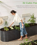 8x2x2ft Oval Outdoor Metal Raised Garden Bed For Vegetables And Herbs Deep Root Planter Holds Up To 215 Gallons With 4 Support Bars And Six Configurations No Bottom Panel