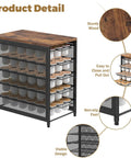 Five Tier Coffee Pod Storage Drawer For Keurig Pods Holds 90 Pods With Sliding Baskets and Rustic Wood Top Detail View