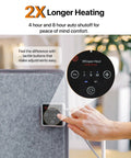 Close-up of the thermostat controls on the Under Desk Heater For Legs And Feet, Silent Personal Warmer with Thermostat and Timer.