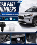 Genuine Fit 30 Piece Bumper Screw And Nylon Grommet Kit For Splash Shield And Fender Liner Repairs with black screw and white grommet.