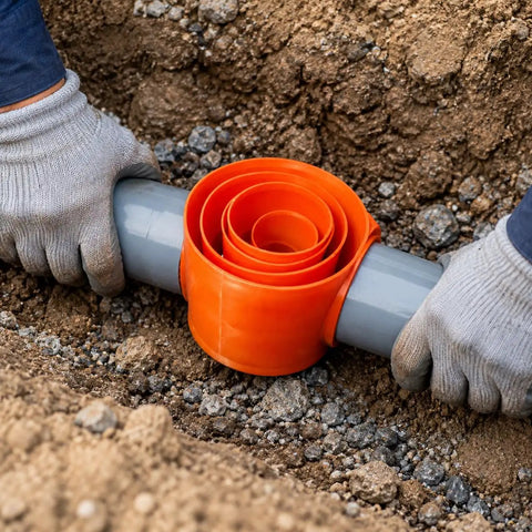 Heavy Duty Steel Electrical Conduit Pipe Connector Locking Coupler For Outdoor Junction Boxes being installed on a gray pipe.