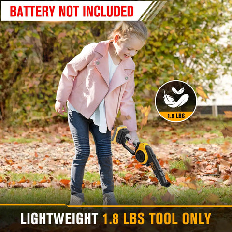 Child using Cordless Leaf Blower For 20V DeWalt System, Lightweight 200 MPH Handheld Yard Blower With 3 Speed Modes, Tool Only