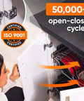Image of a kitchen cabinet with Soft Close Cabinet Hinges Set For One And A Quarter Inch Overlay Kitchen Cabinets, 40 Pack, ISO 9001 certified.