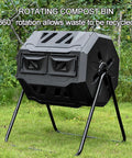 Dual Chamber Compost Tumbler 42 Gallon 160L Outdoor Bin with sliding doors in garden setting