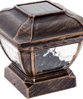 Solar Cast Aluminum LED Post Cap Light For 4x4 Wood Posts Bronze 8 Pack With Dusk To Dawn Sensor and Crystalline Panel