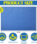 Image showing Blue Huck Towels 50 Pack Bulk Absorbent Cotton Shop Towels; dimensions 25.2 by 16.93 inches, highlighting features.