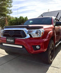 Red truck with 32 Inch 180W LED Light Bar With Spot Flood Combo Off Road Lights For 12V Trucks And Jeeps visible on front bumper.