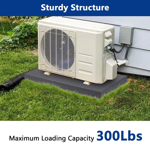 Mini Split Pad For Ductless Air Conditioners And Heat Pump Systems, 38 Inch By 18 Inch By 3 Inch Plastic Outdoor Condenser Anti Vibration Pad under HVAC unit