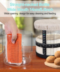 66 Oz Wide Mouth Sourdough Starter Jar Kit with cloth cover, thermometer, bamboo lid, easy-read scale lines, hand cleaning jar.