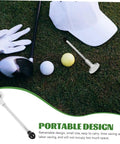Golf Alignment Rod Swing Trainer With Magnetic Base For Aiming And Posture on grass next to golf club, ball, and cap.
