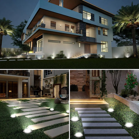 Landscape Lighting Well Lights Kit 6W 12V 24V Ground Lights 6000K bright white lighting modern house and garden pathway