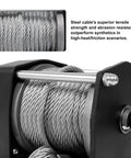 Close-up of steel cable on Beefed Up 3000 Lb Electric Winch For Off Road ATVs UTVs Boats And Trailers Waterproof 12V DC Motor
